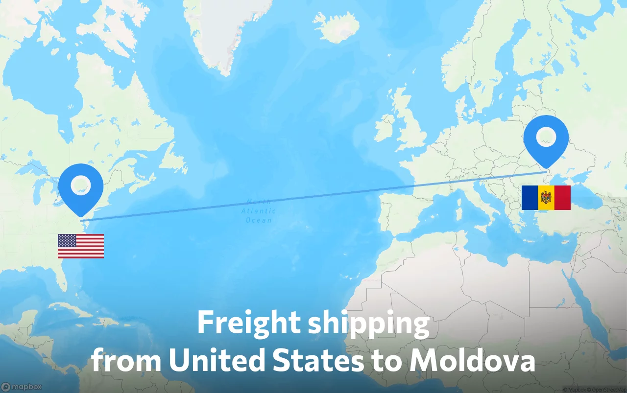 Shipping route from United States to Moldova