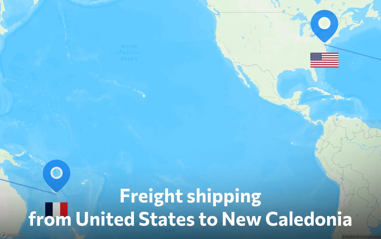 Shipping route from United States to New Caledonia