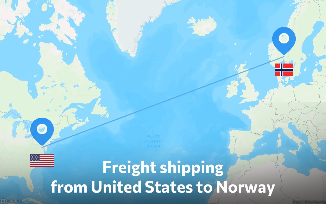 Shipping route from United States to Norway
