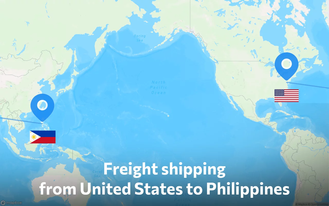 Shipping route from United States to Philippines