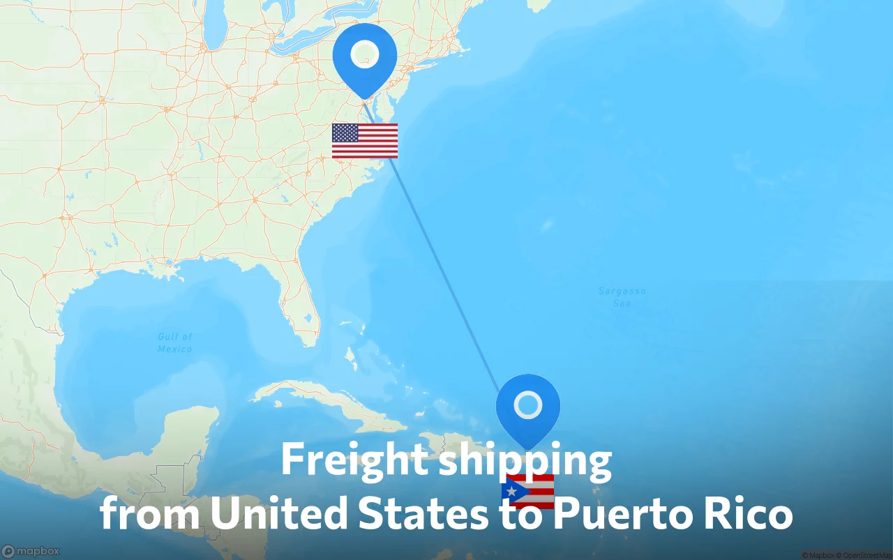 Shipping route from United States to Puerto Rico