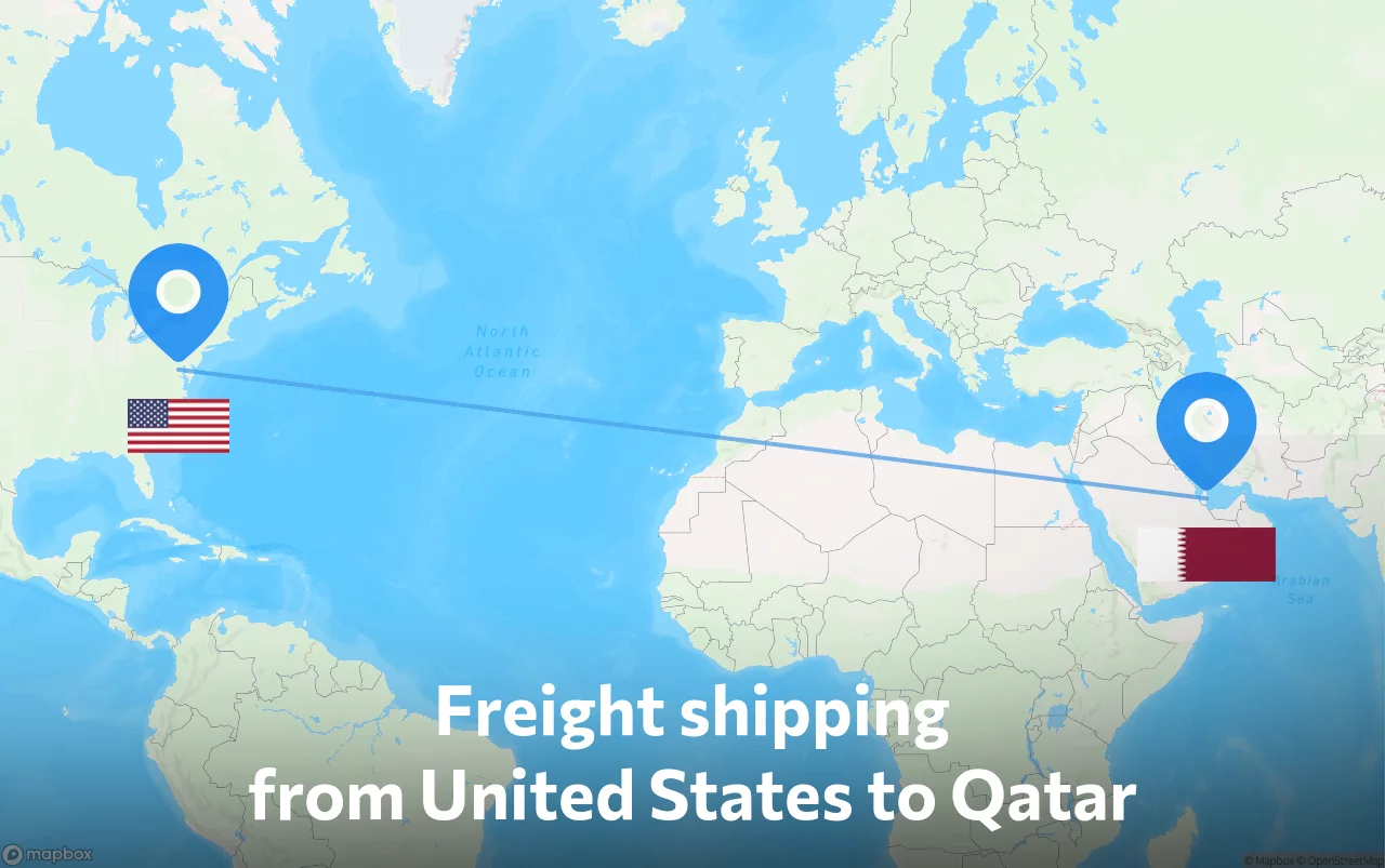 Shipping route from United States to Qatar
