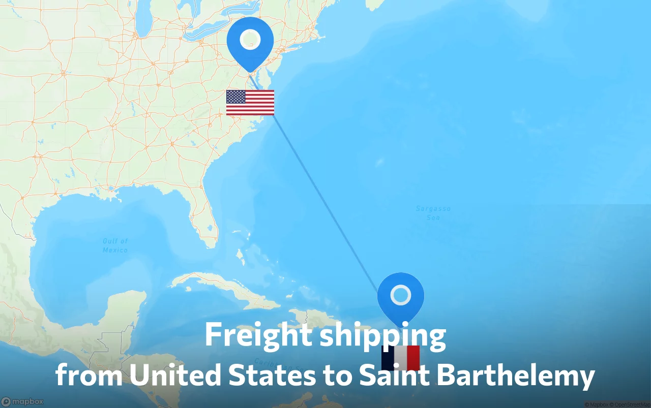 Shipping route from United States to Saint Barthelemy