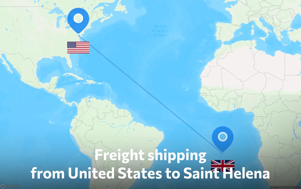 Shipping route from United States to Saint Helena