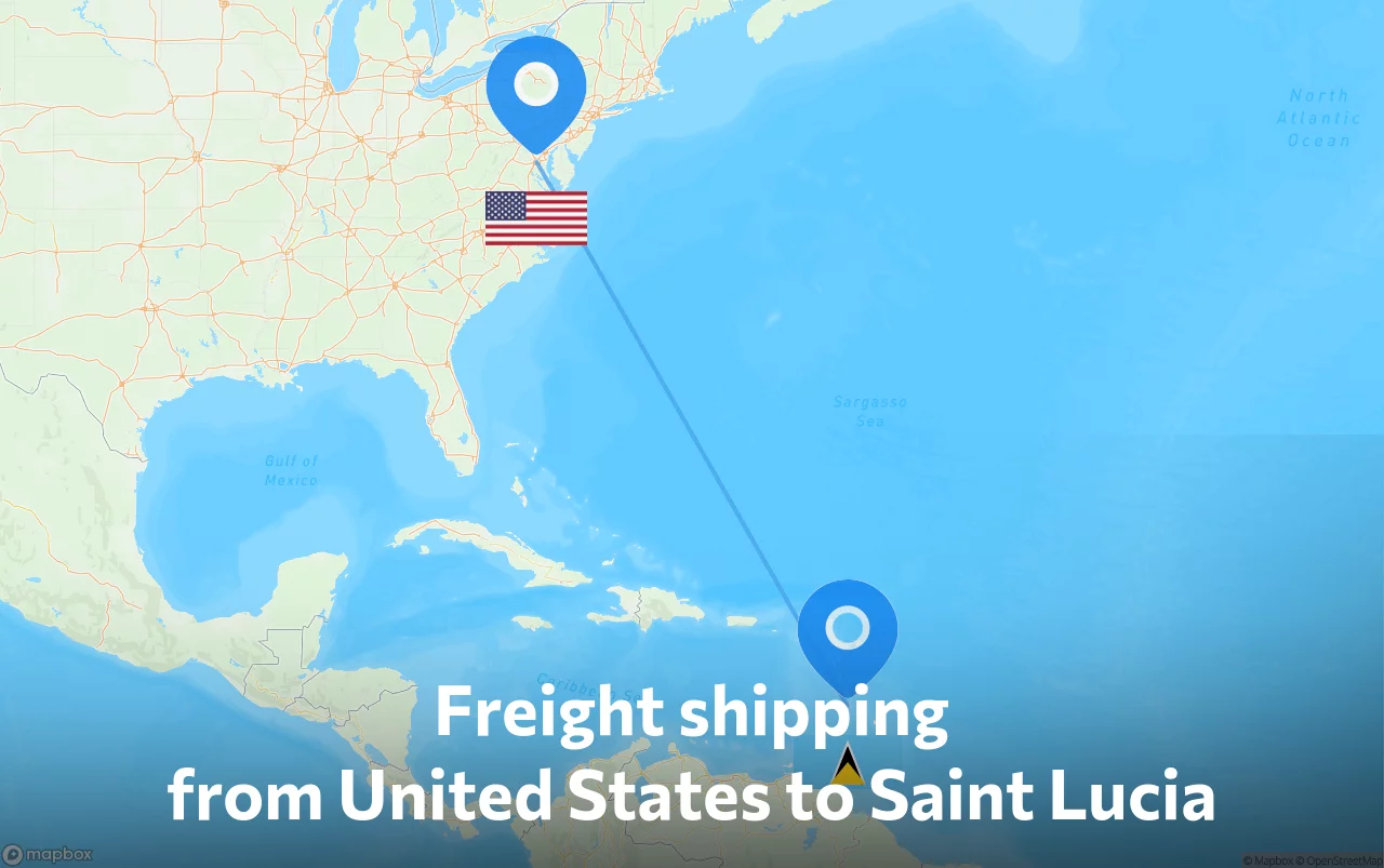 Shipping route from United States to Saint Lucia