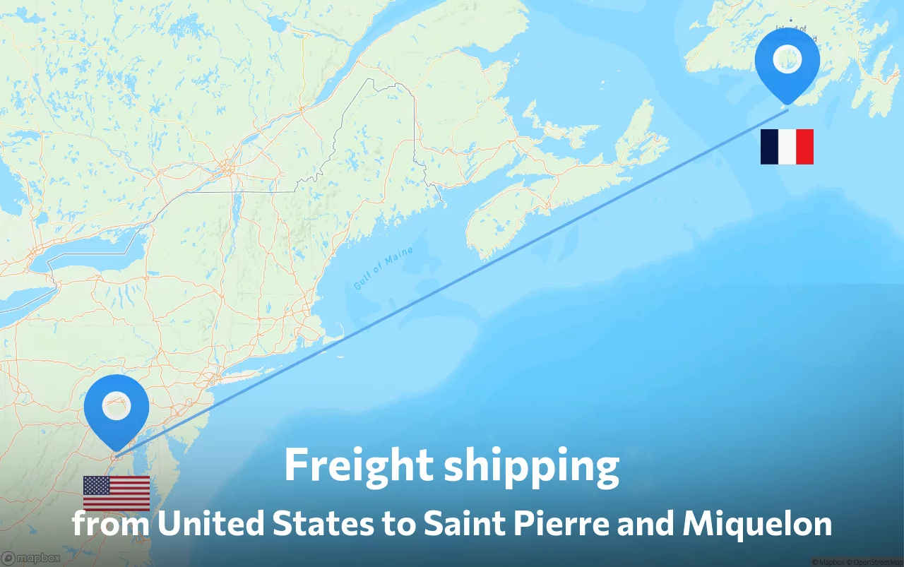 Shipping route from United States to Saint Pierre and Miquelon