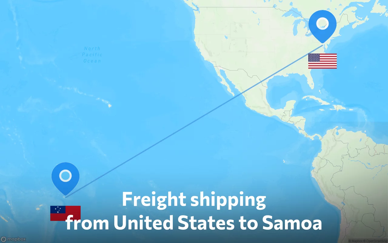 Shipping route from United States to Samoa