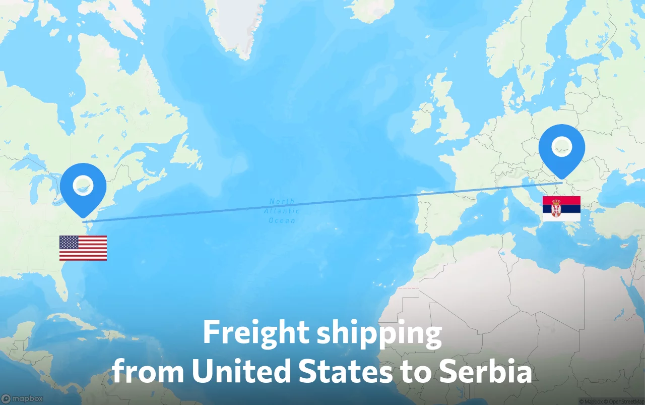 Shipping route from United States to Serbia