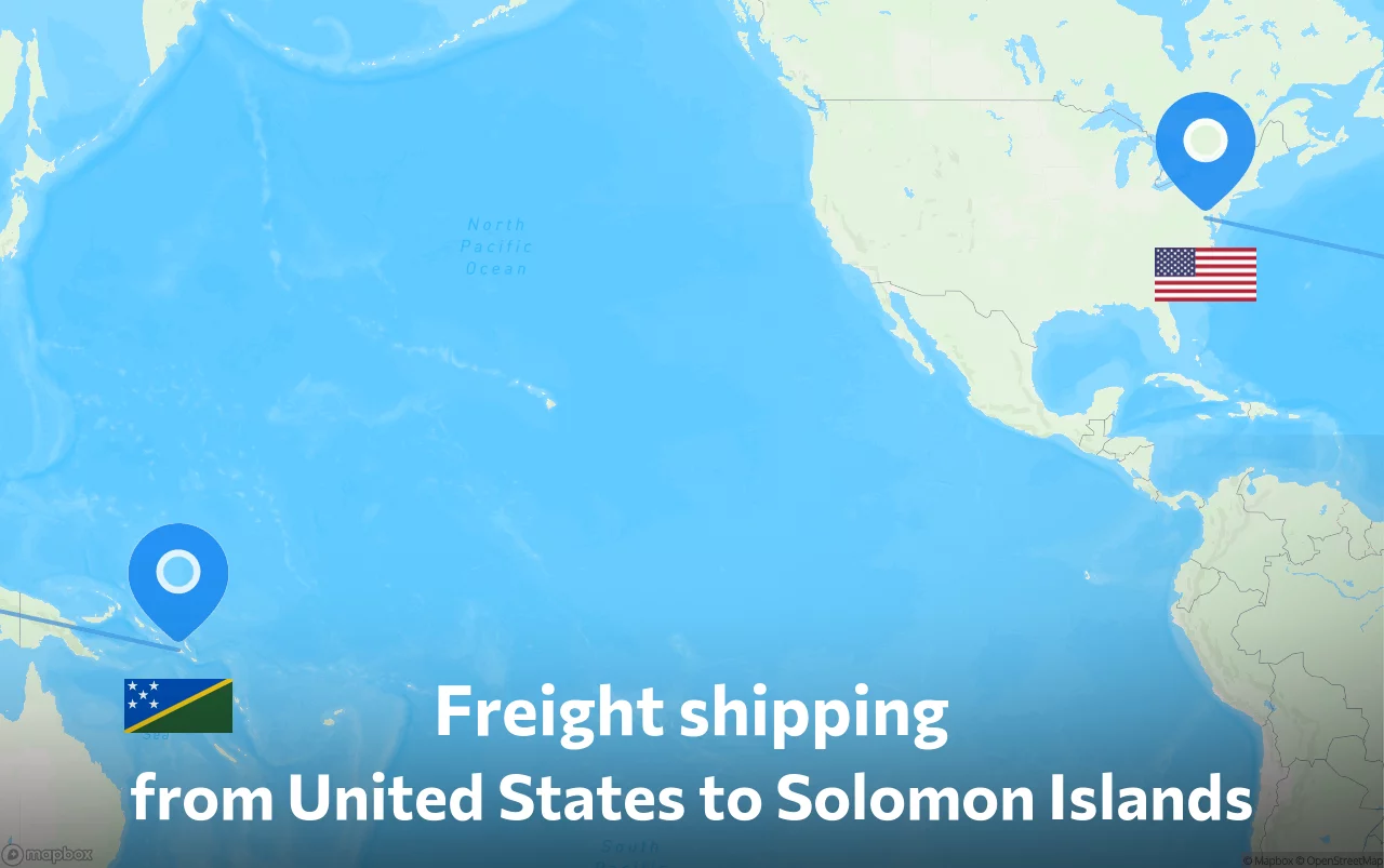 Shipping route from United States to Solomon Islands