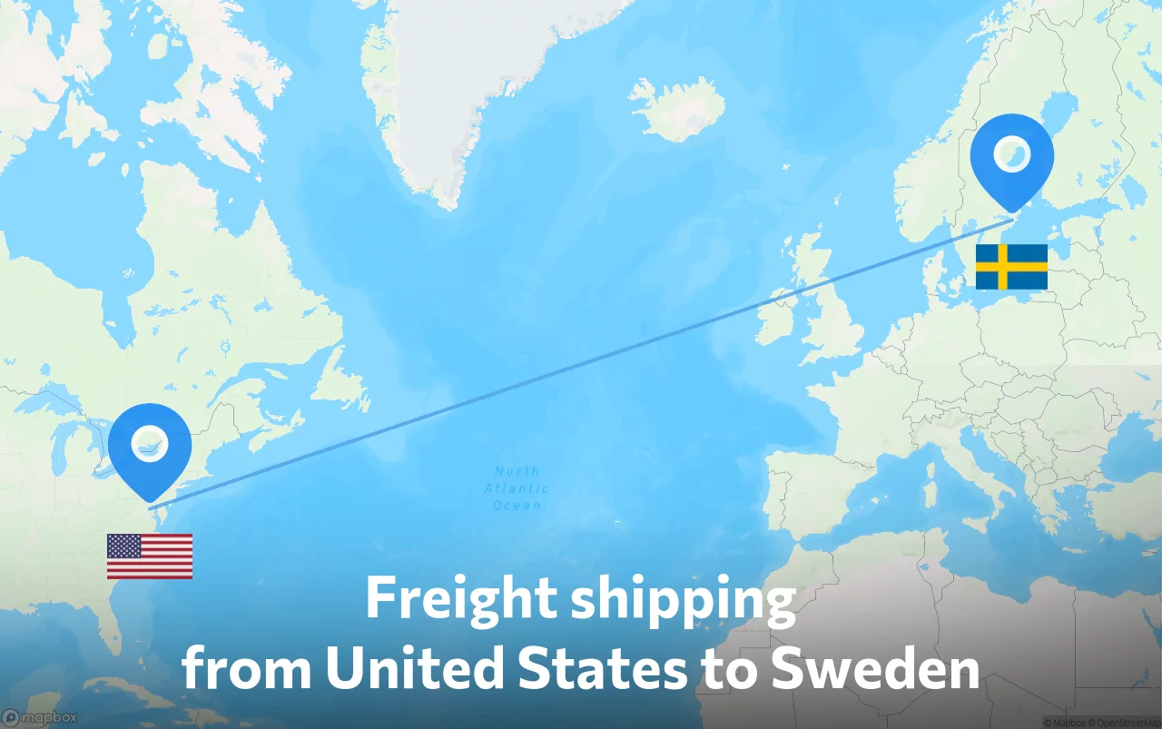 Shipping route from United States to Sweden