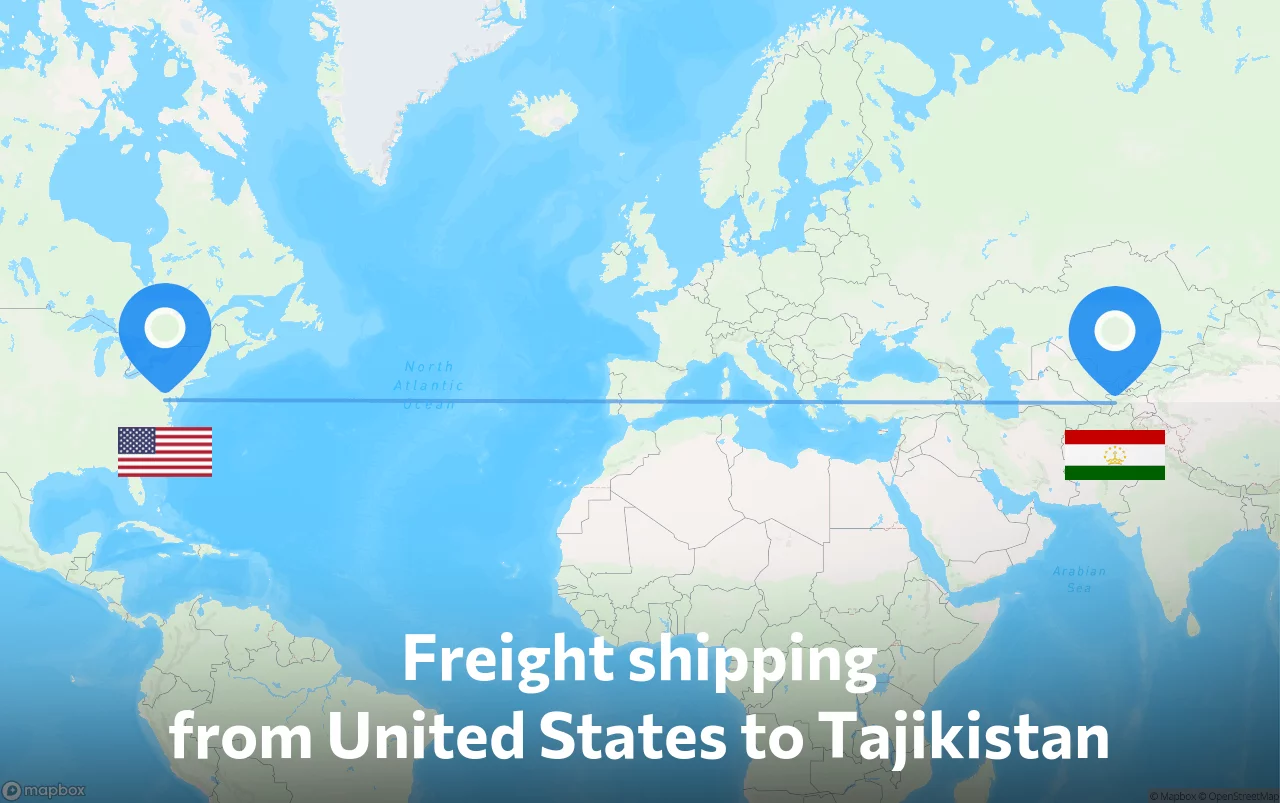 Shipping route from United States to Tajikistan