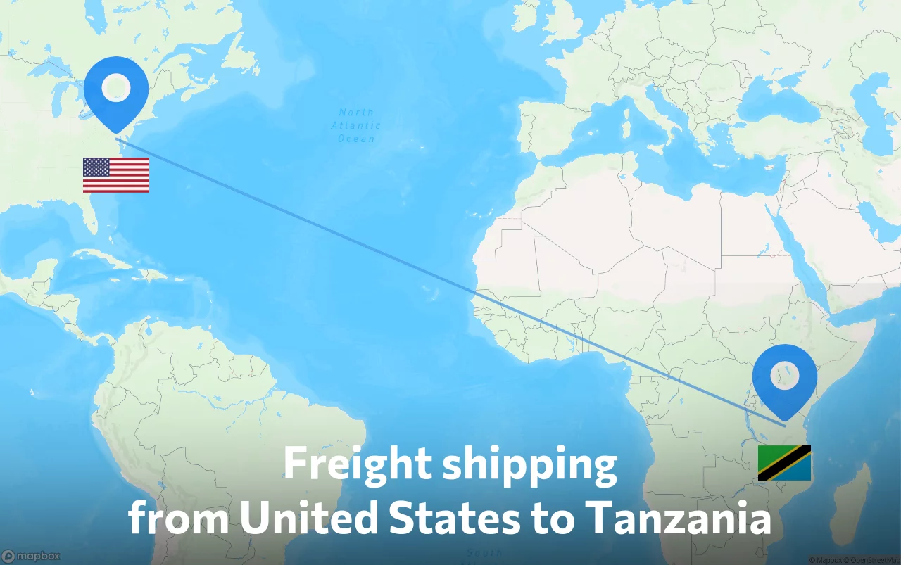 Shipping route from United States to Tanzania