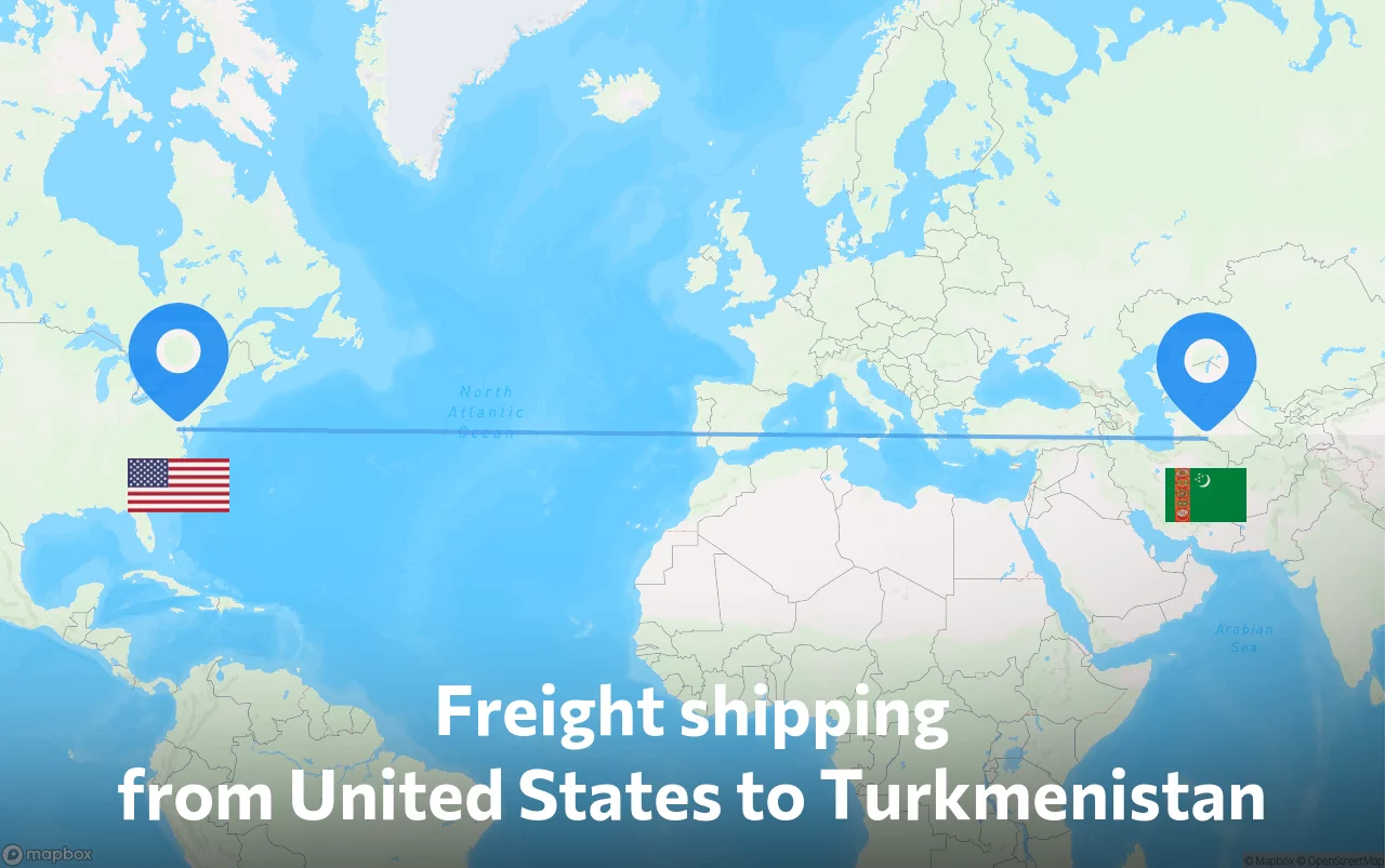 Shipping route from United States to Turkmenistan