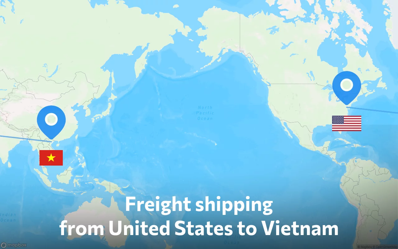 Shipping route from United States to Vietnam