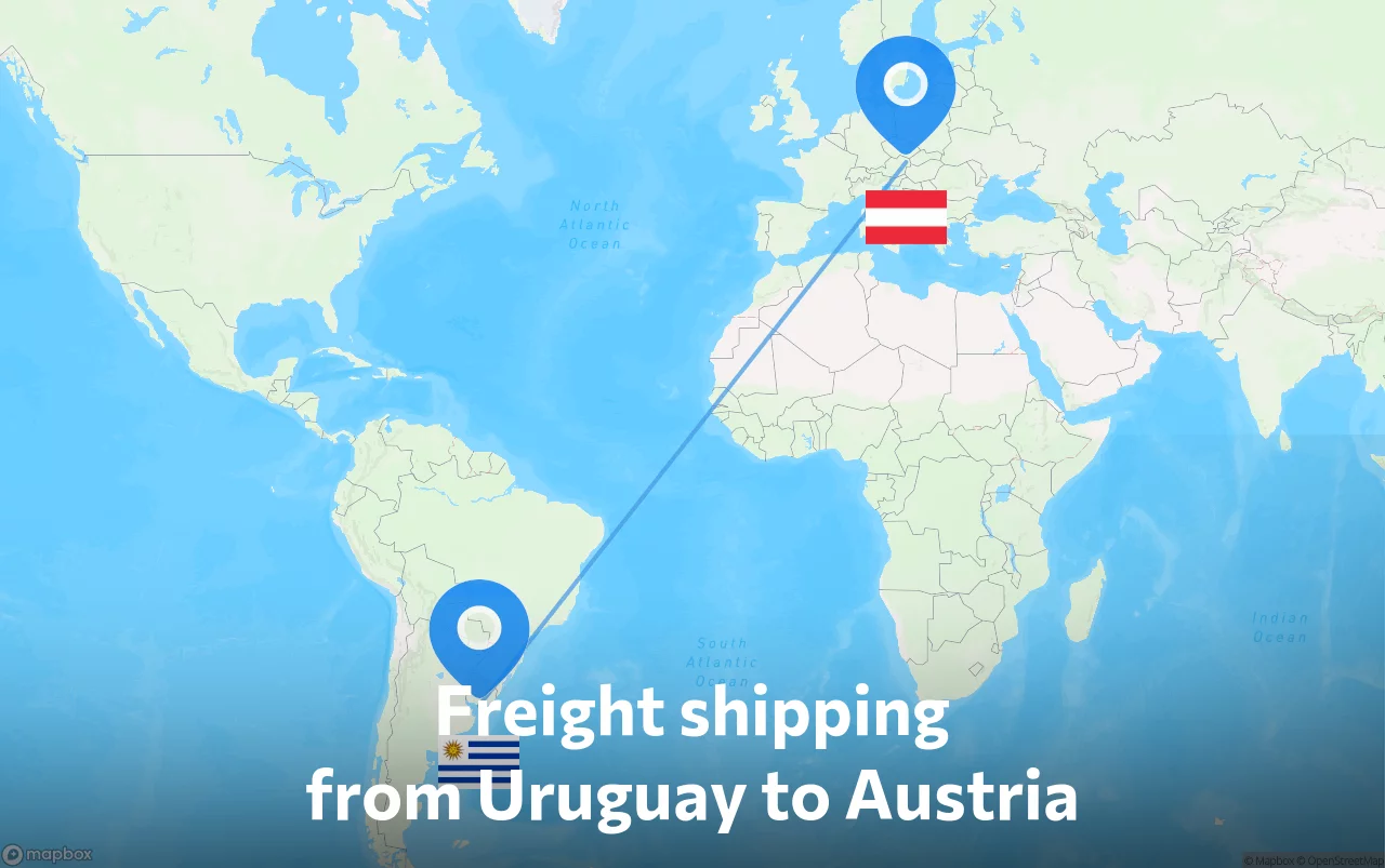 Shipping route from Uruguay to Austria