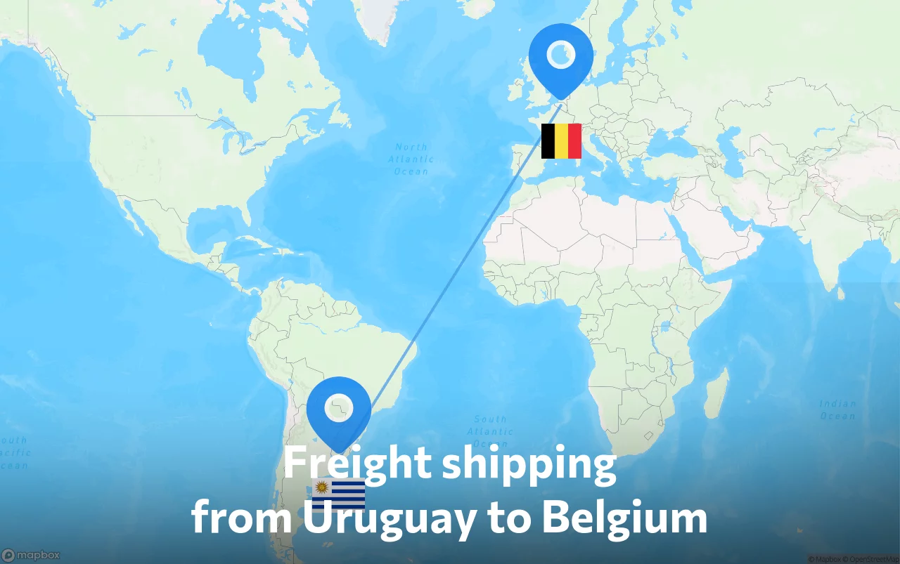 Shipping route from Uruguay to Belgium