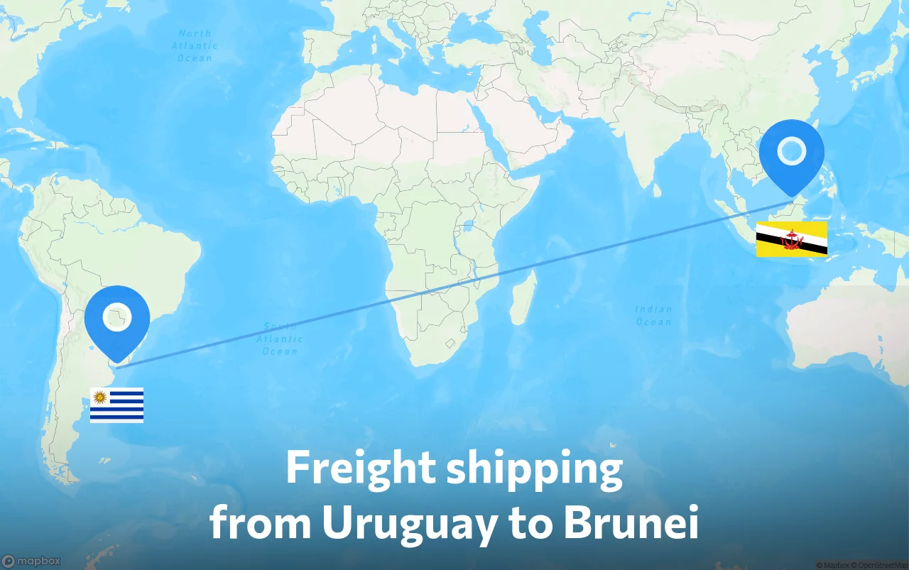 Shipping route from Uruguay to Brunei