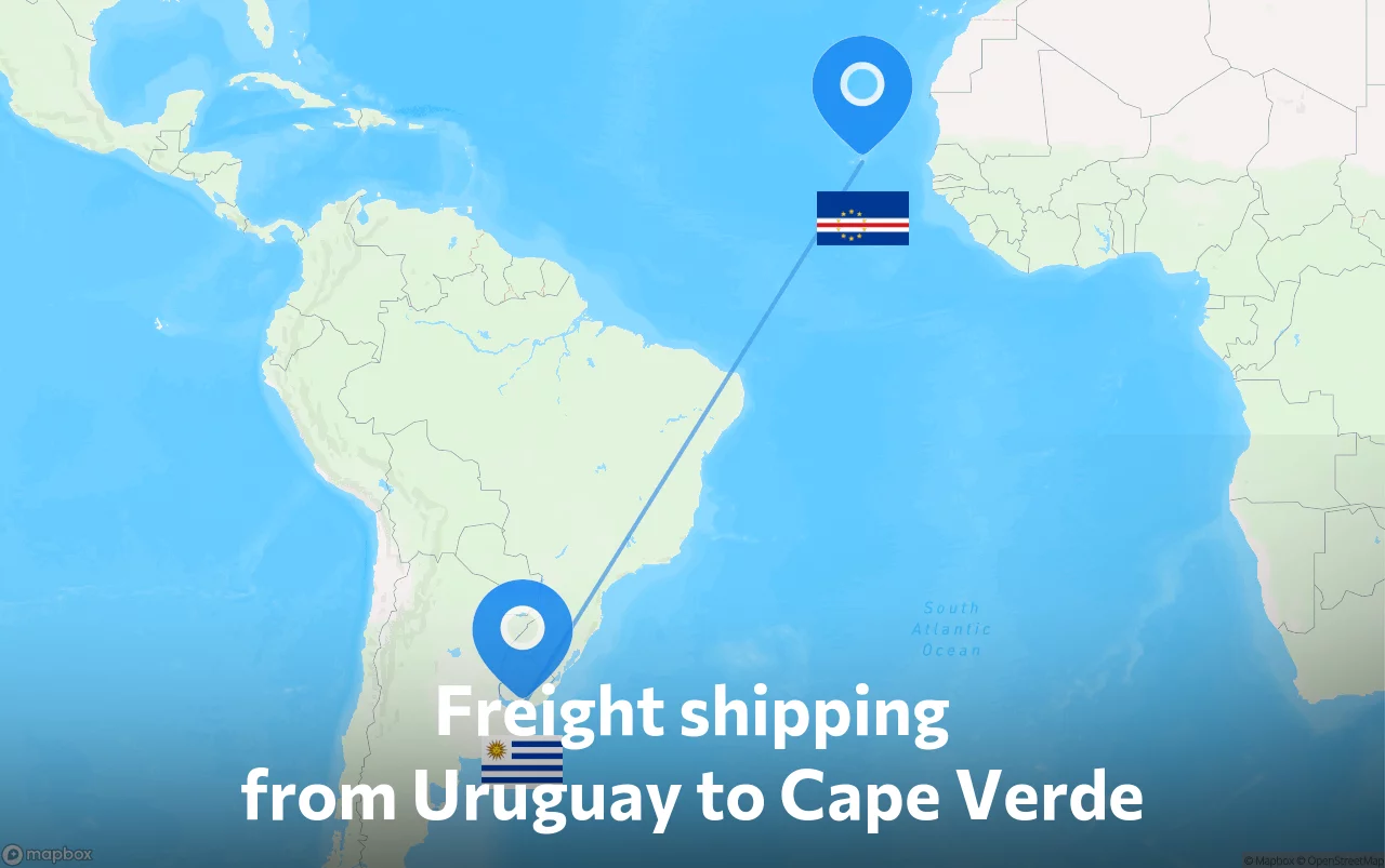 Shipping route from Uruguay to Cape Verde