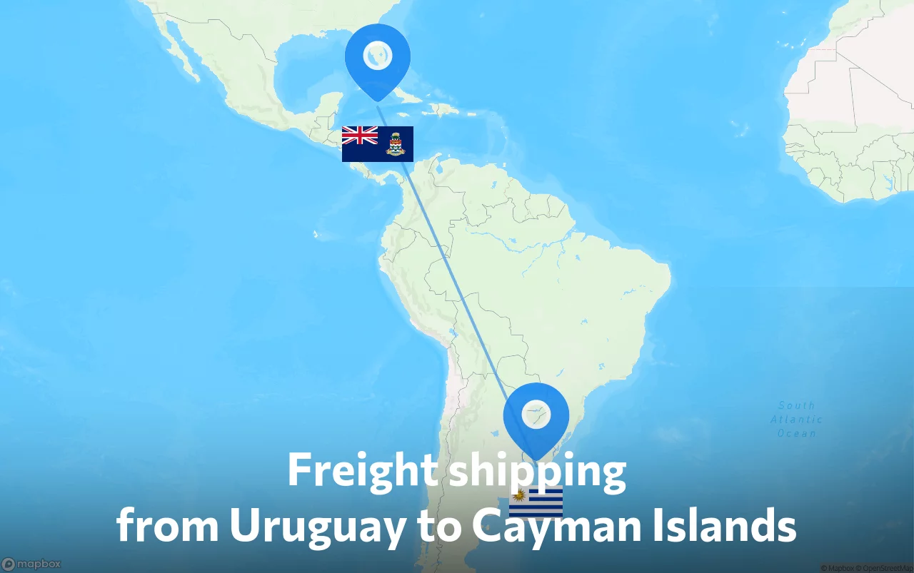 Shipping route from Uruguay to Cayman Islands