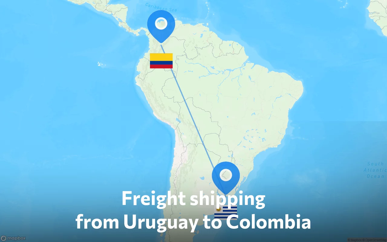 Shipping route from Uruguay to Colombia