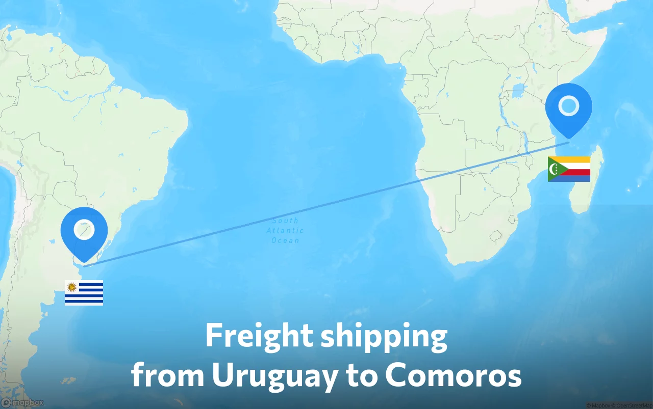 Shipping route from Uruguay to Comoros