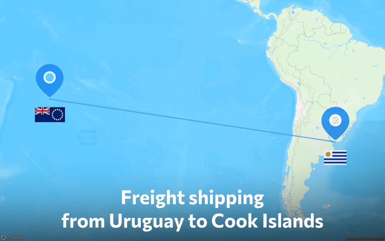 Shipping route from Uruguay to Cook Islands