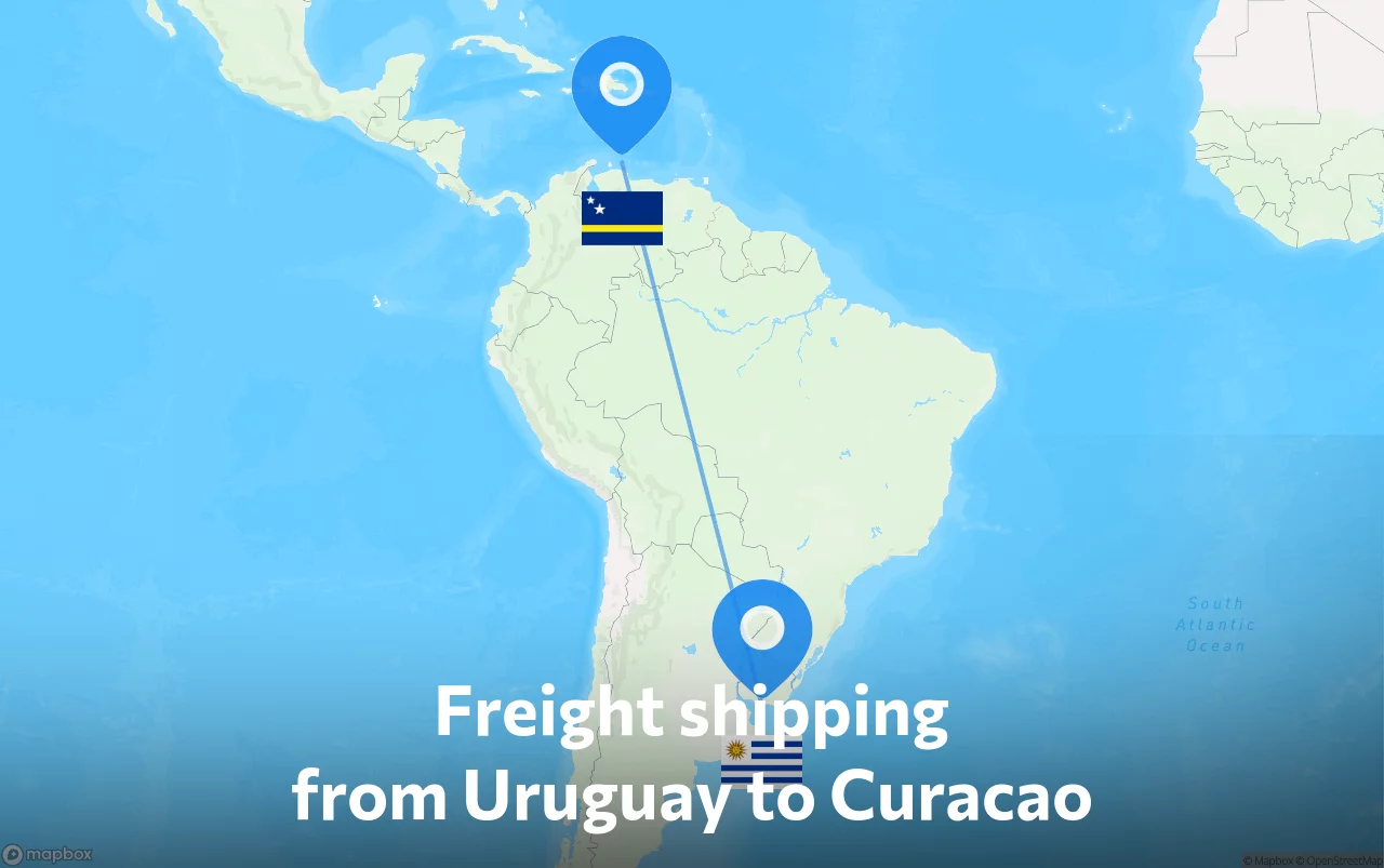 Shipping route from Uruguay to Curacao