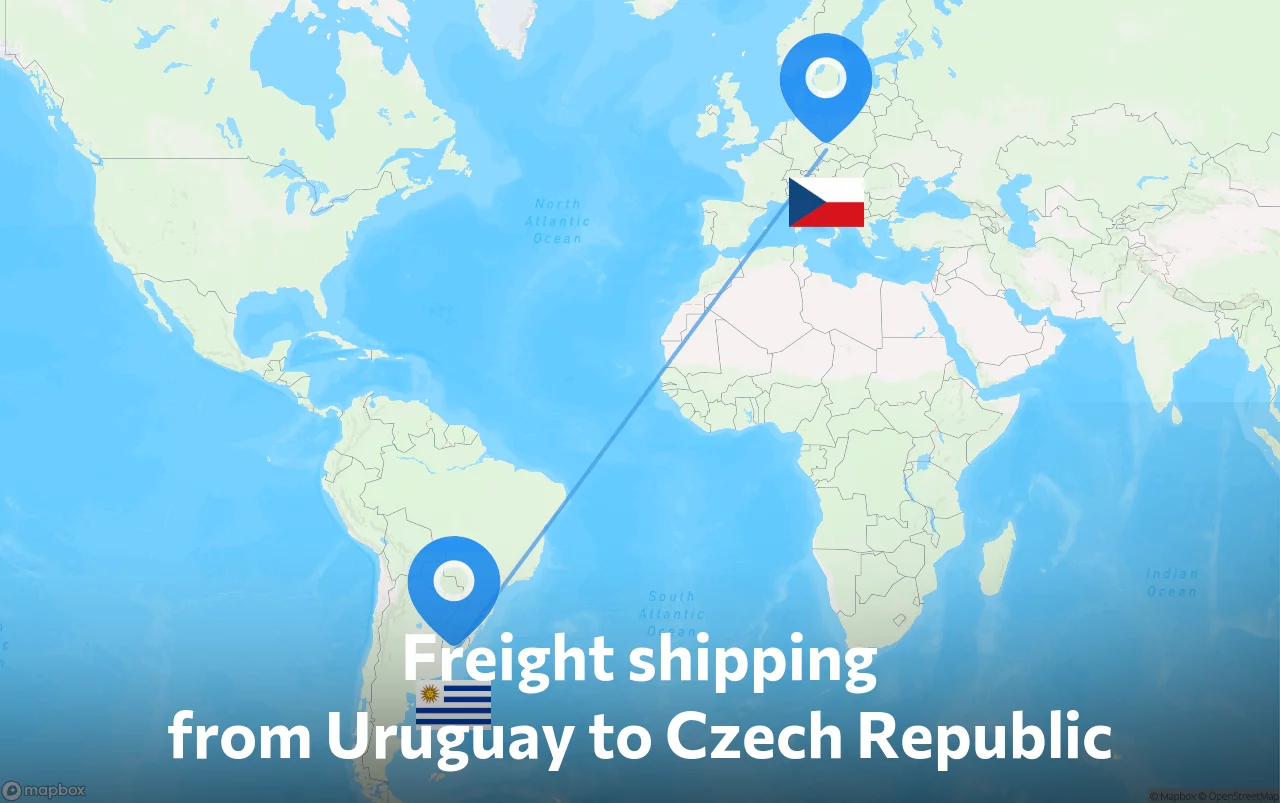 Shipping route from Uruguay to Czech Republic