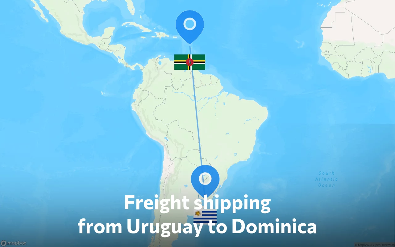 Shipping route from Uruguay to Dominica