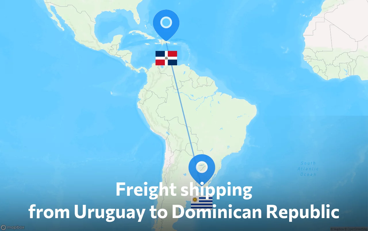 Shipping route from Uruguay to Dominican Republic