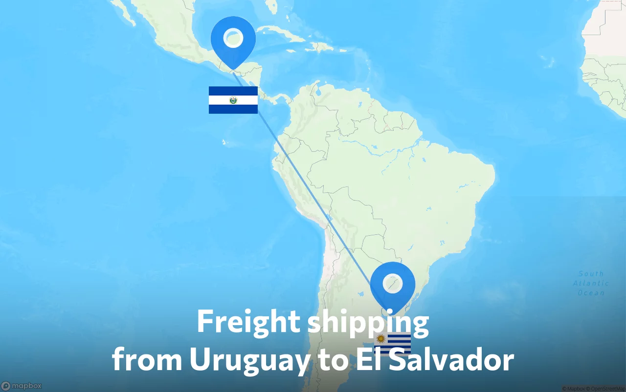 Shipping route from Uruguay to El Salvador
