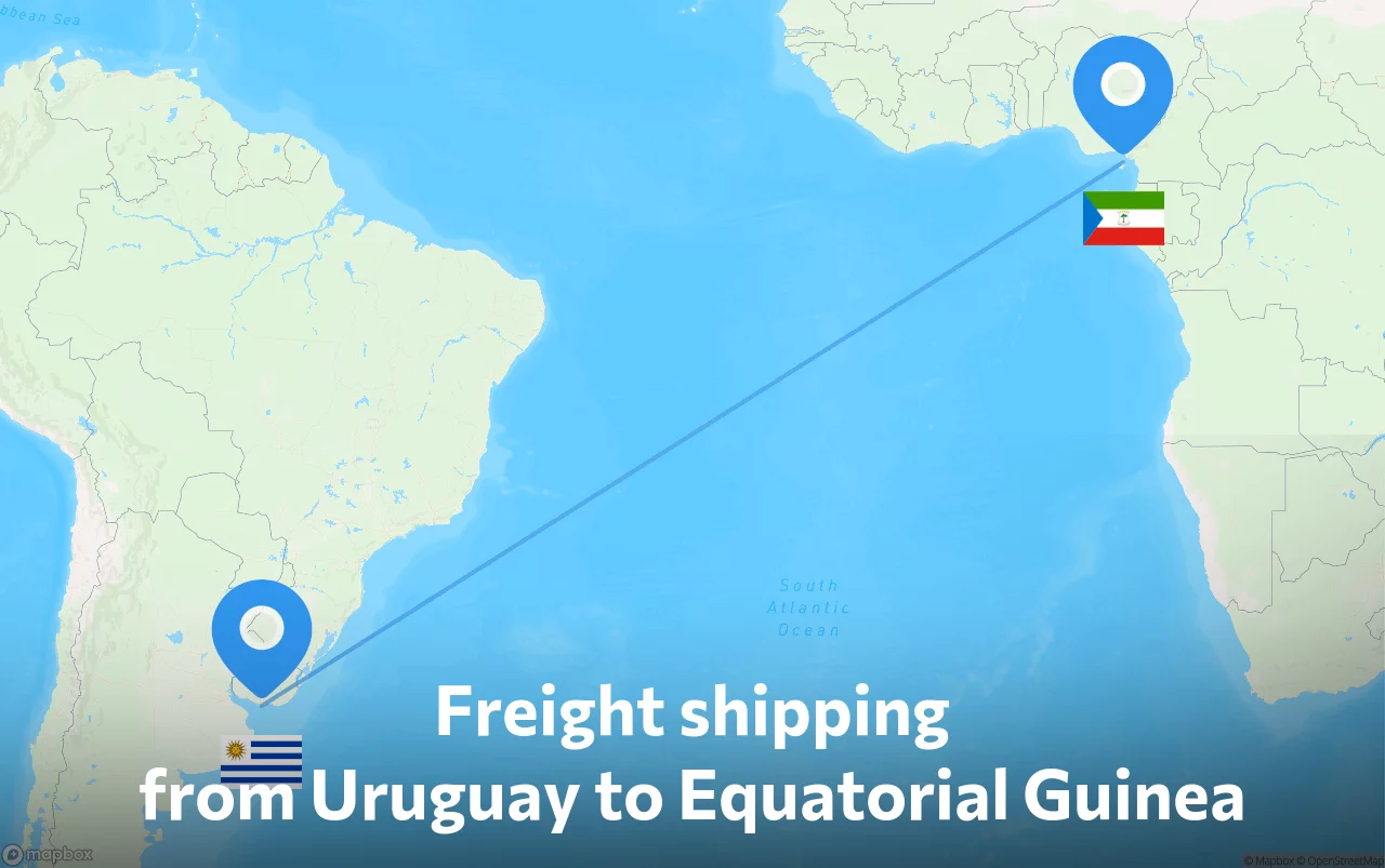Shipping route from Uruguay to Equatorial Guinea