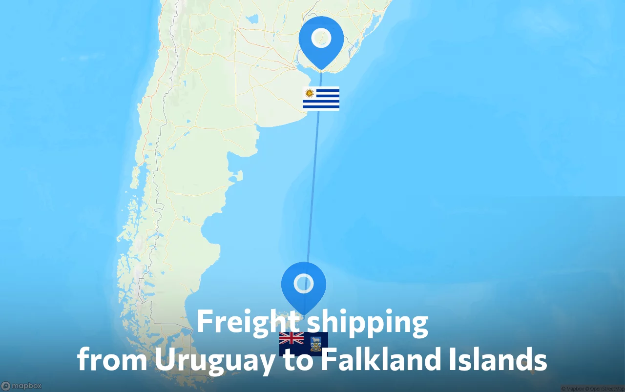 Shipping route from Uruguay to Falkland Islands