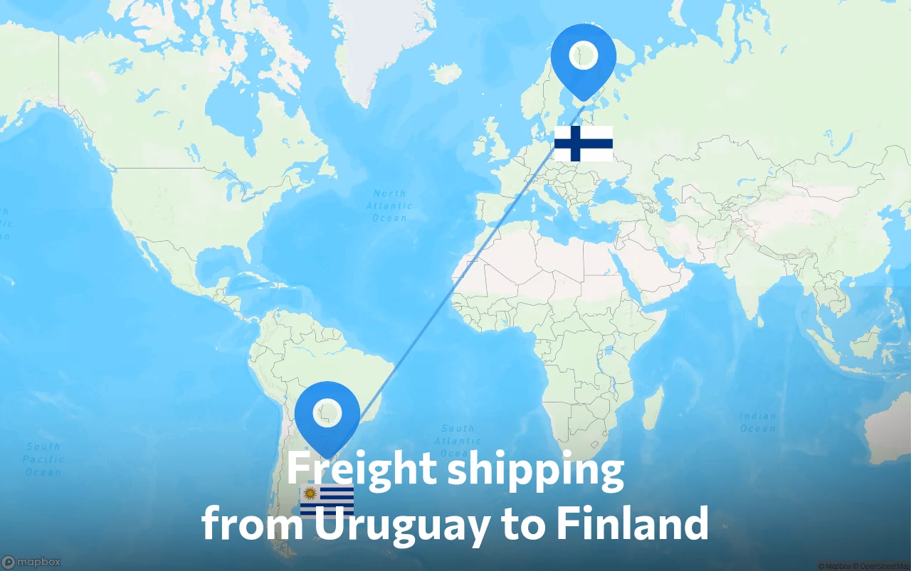 Shipping route from Uruguay to Finland