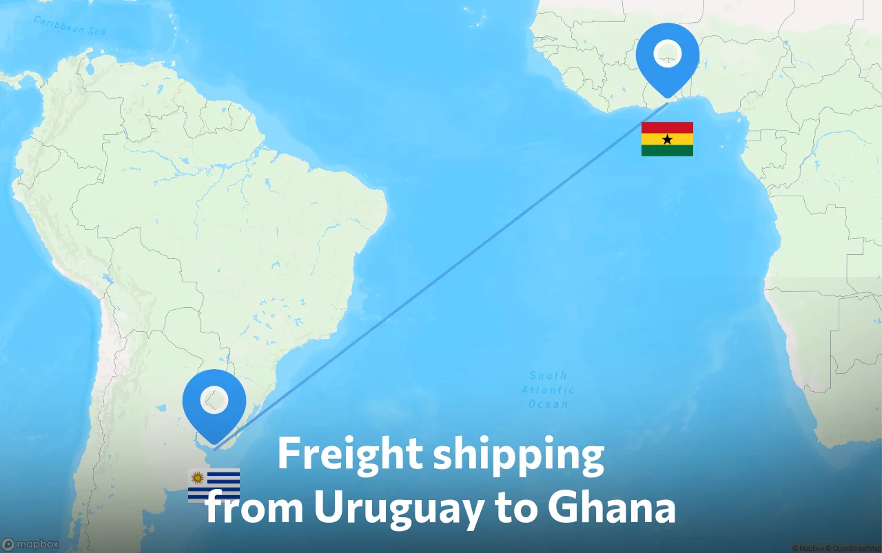 Shipping route from Uruguay to Ghana