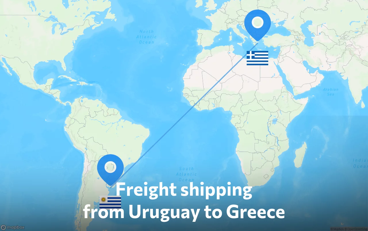 Shipping route from Uruguay to Greece