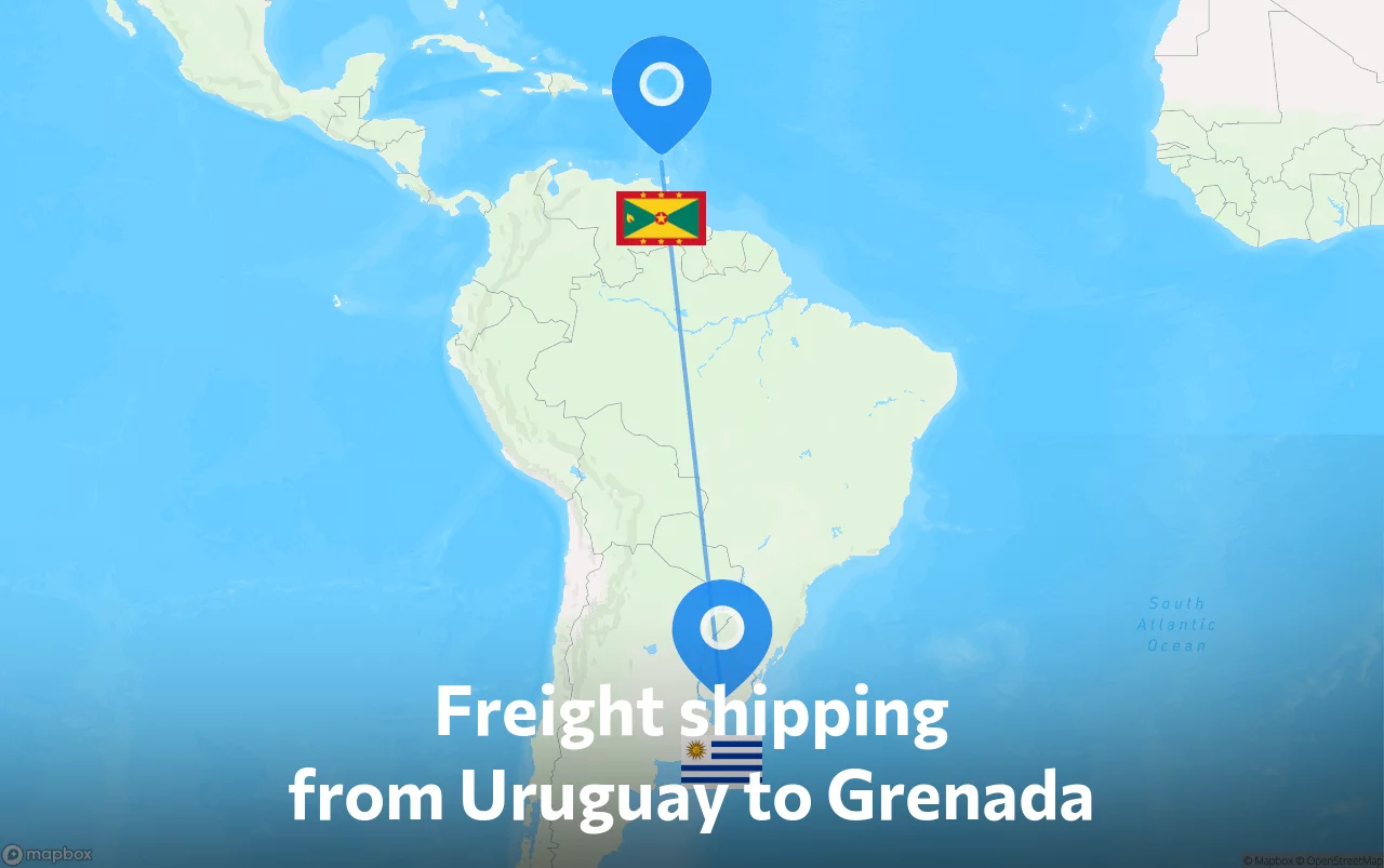 Shipping route from Uruguay to Grenada
