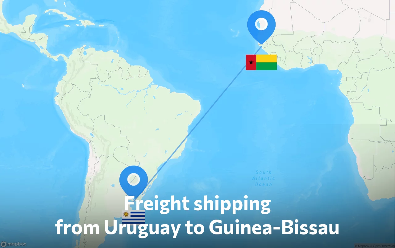 Shipping route from Uruguay to Guinea-Bissau