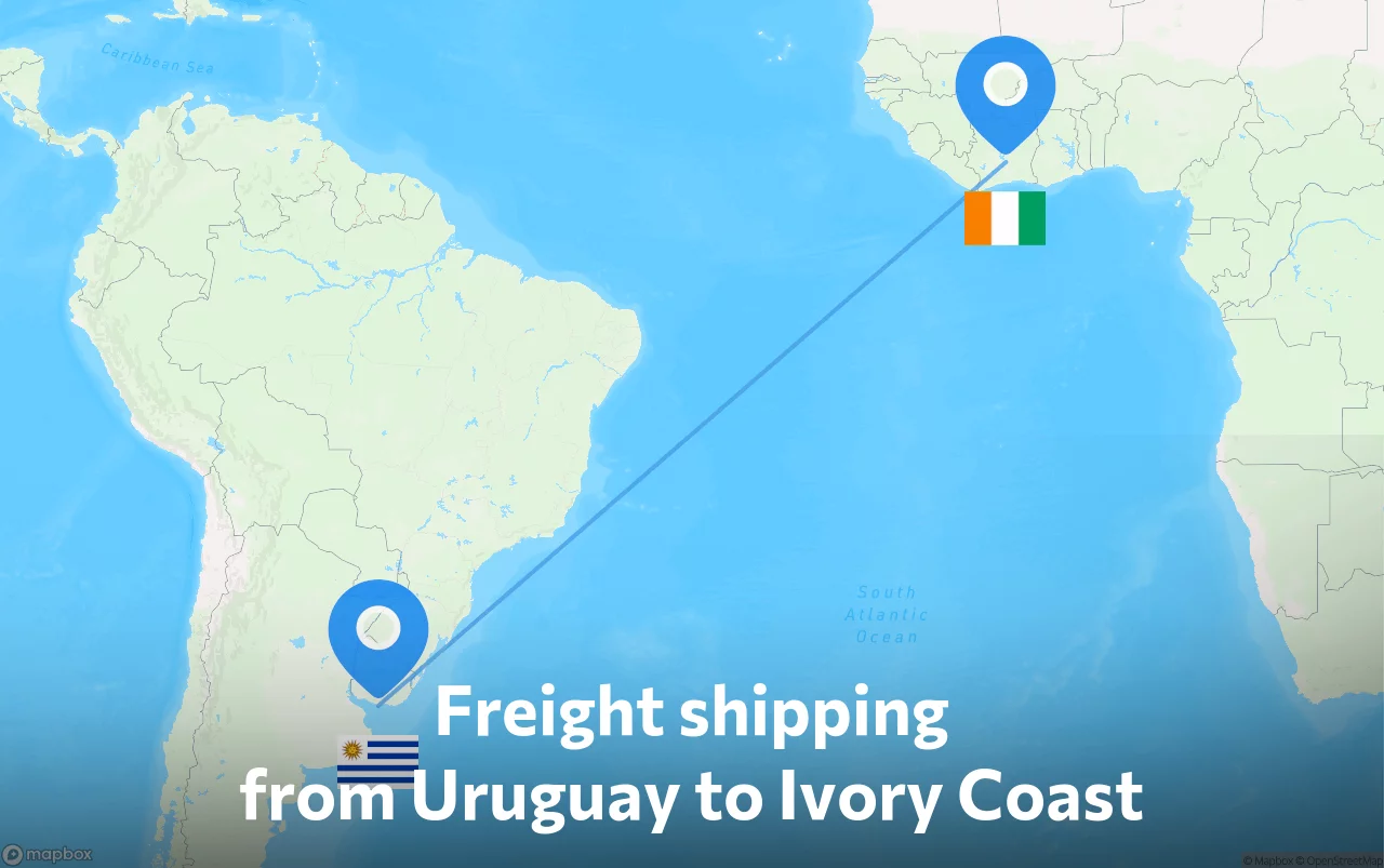 Shipping route from Uruguay to Ivory Coast