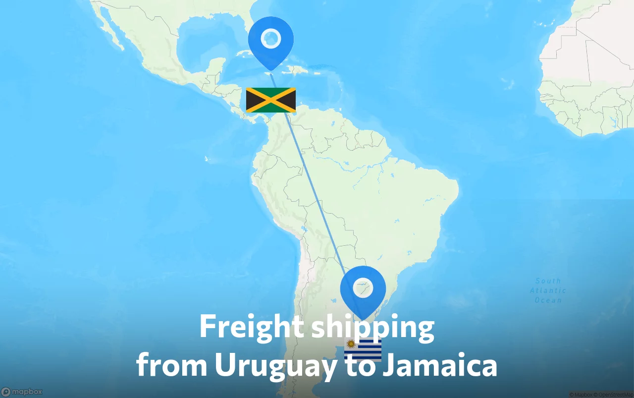 Shipping route from Uruguay to Jamaica