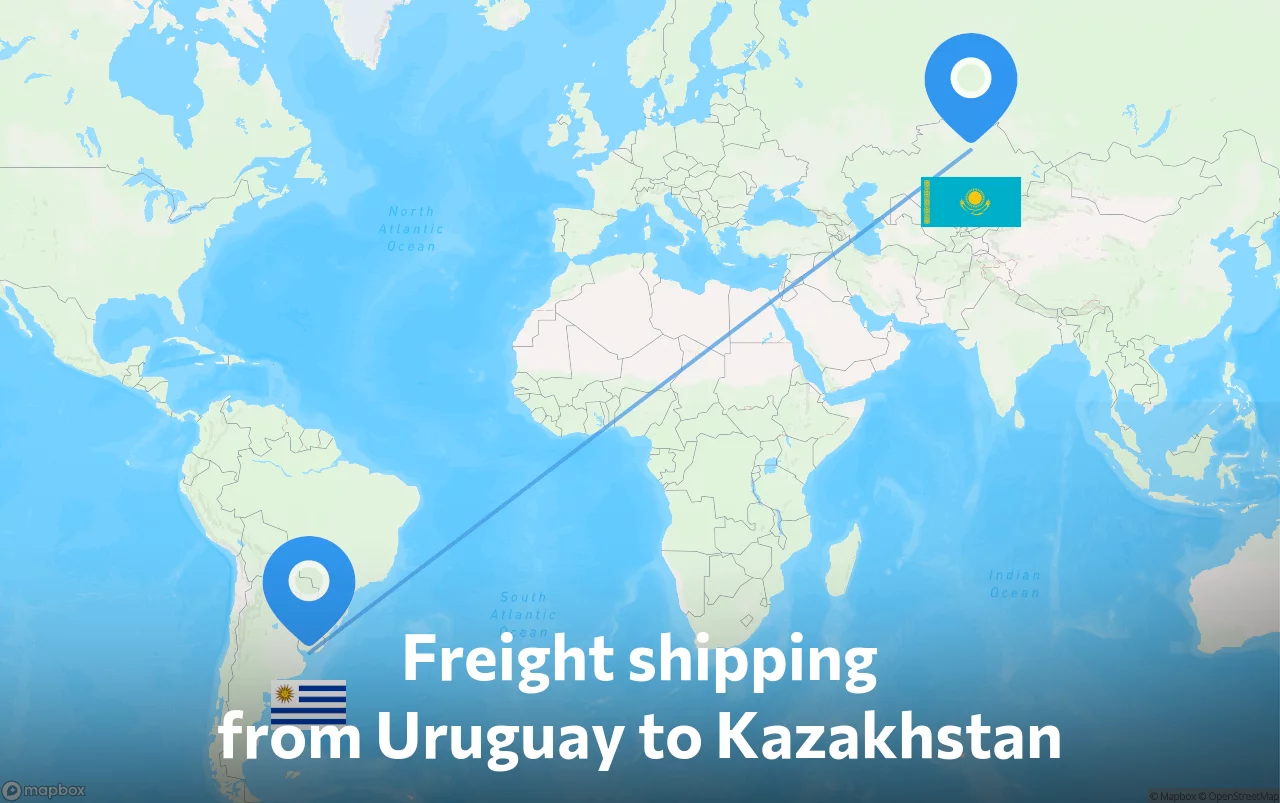Shipping route from Uruguay to Kazakhstan