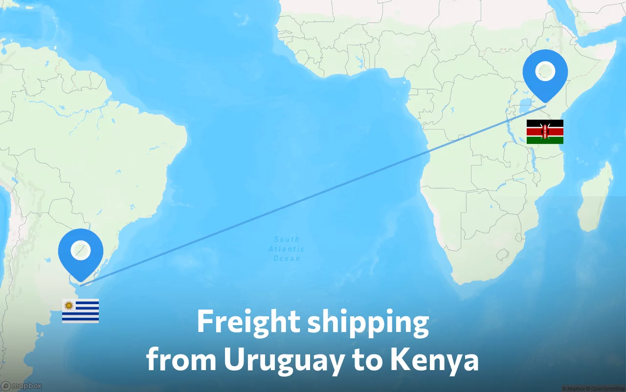 Shipping route from Uruguay to Kenya