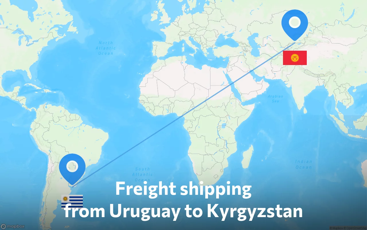 Shipping route from Uruguay to Kyrgyzstan