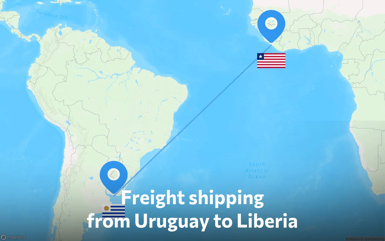 Shipping route from Uruguay to Liberia