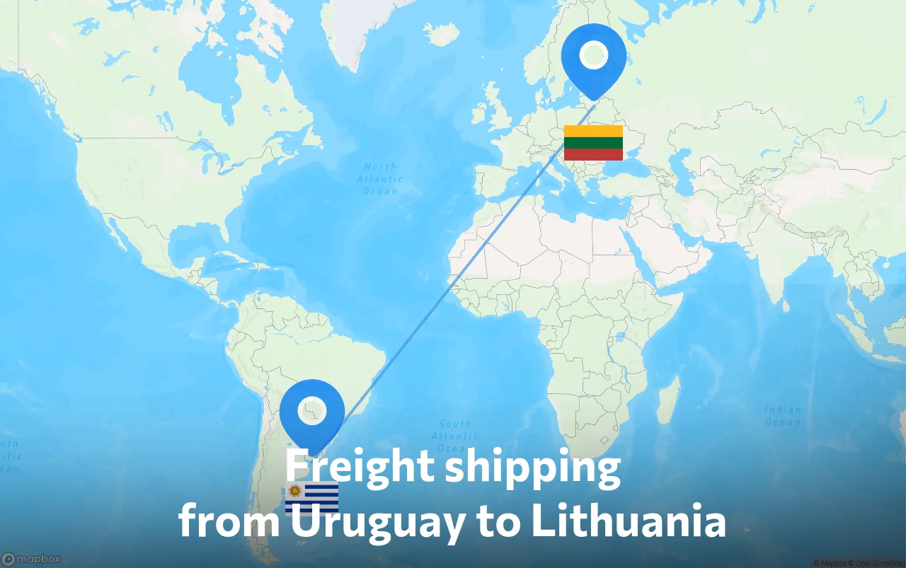 Shipping route from Uruguay to Lithuania