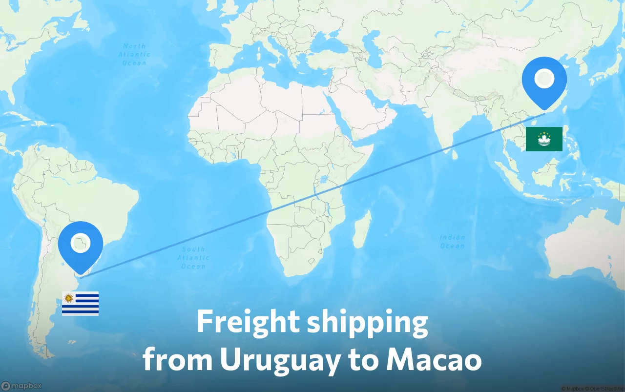 Shipping route from Uruguay to Macao