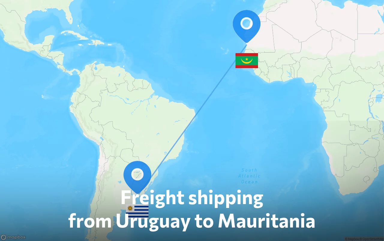 Shipping route from Uruguay to Mauritania