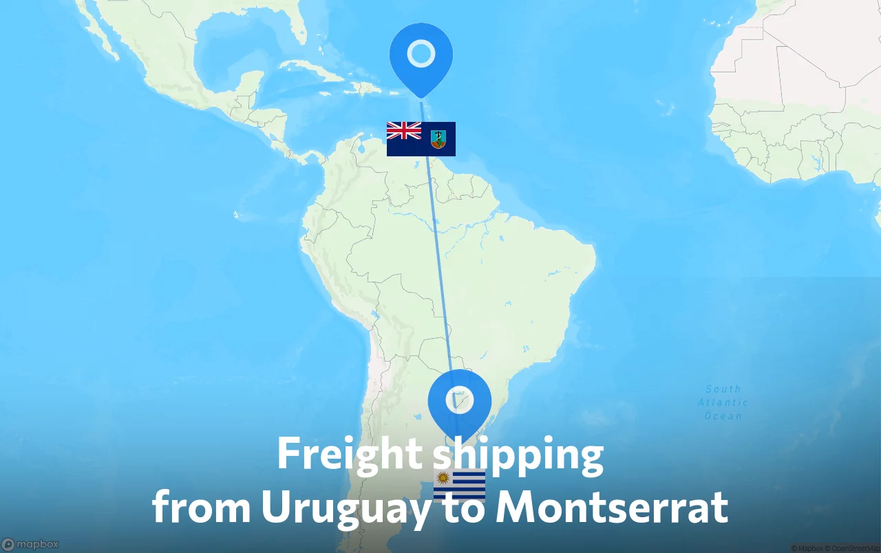 Shipping route from Uruguay to Montserrat