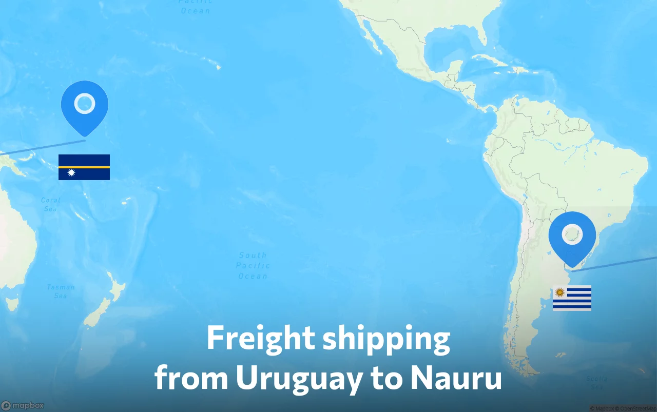 Shipping route from Uruguay to Nauru
