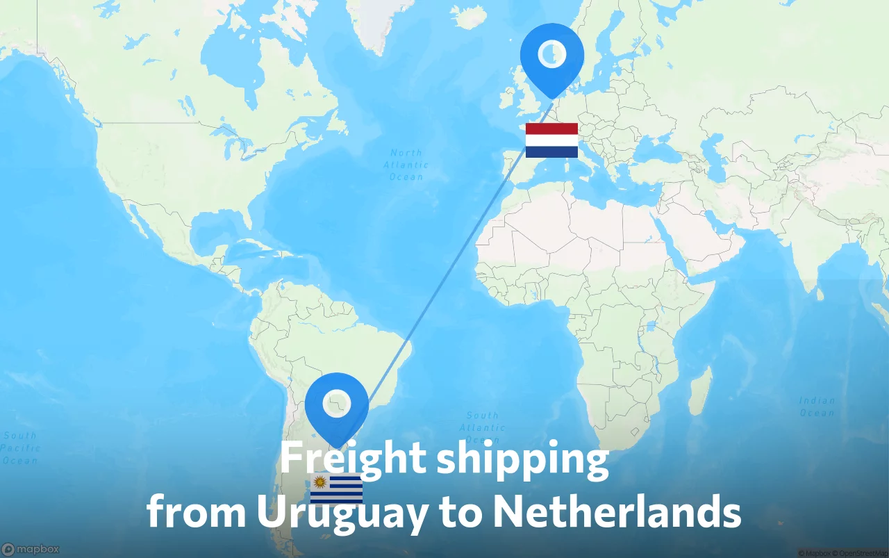 Shipping route from Uruguay to Netherlands